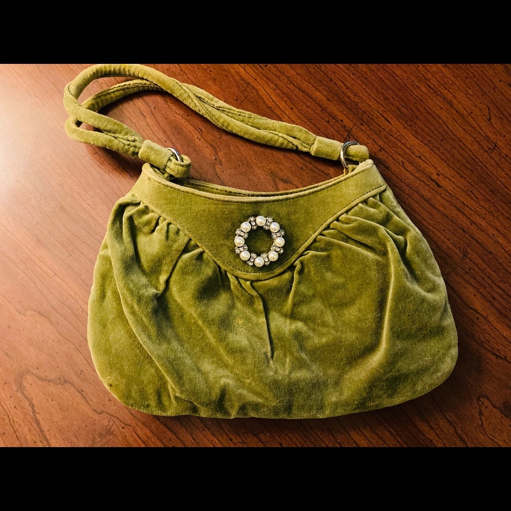 Olive velvet purse